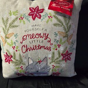 Holiday Cat Throw Pillow~ Have Yourself a Meowy Little Christmas